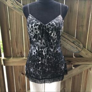 Black Lace Cami Tank Top With Built In Bra